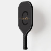 Elegant monogram zwart goud script naam pickleball paddle (Links)