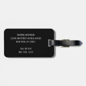 Elegant Monogram zwart grijs Aangepast Bagagelabel (Achterkant horizontaal)