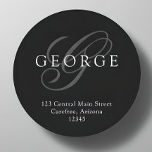 Elegant Monogram Zwart Grijs Adres