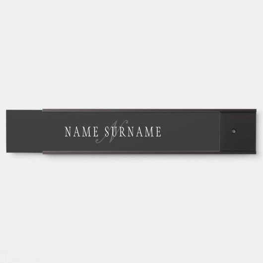 Elegant monogram | Zwart Grijs Wit Deurbordje (Voorkant)