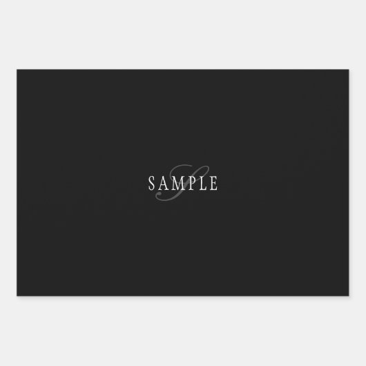 Elegant  monogram | Zwart Grijs Wit Inpakpapier Vel (Voorkant 3)