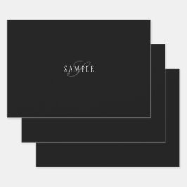 Elegant  monogram | Zwart Grijs Wit Inpakpapier Vel