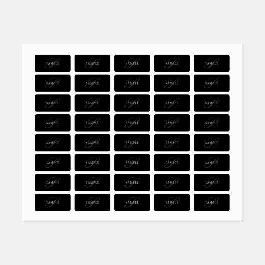 Elegant  monogram | Zwart Grijs Wit Labels (Vel)