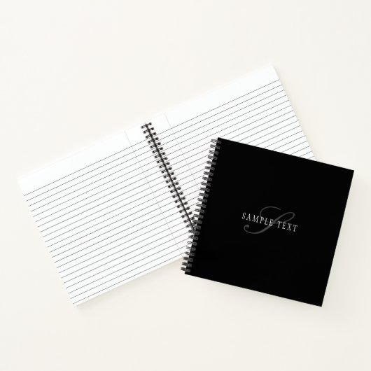 Elegant  monogram | Zwart Grijs Wit Notitieboek (Binnen)