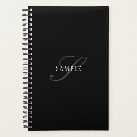 Elegant monogram | Zwart Grijs Wit Planner (Voorkant)