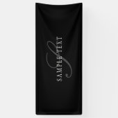 Elegant  monogram | Zwart Grijs Wit Spandoek (Verticaal)