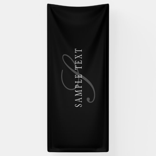 Elegant  monogram | Zwart Grijs Wit Spandoek (Verticaal)