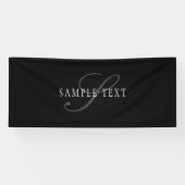 Elegant  monogram | Zwart Grijs Wit Spandoek (Horizontaal)