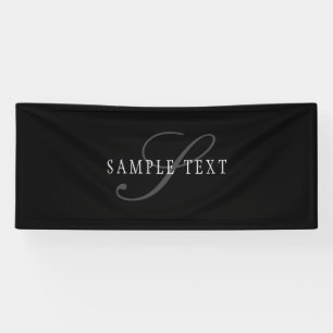 Elegant  monogram   Zwart Grijs Wit Spandoek