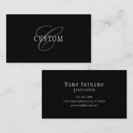 Elegant  monogram | Zwart Grijs Wit Visitekaartje