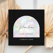 Elegant Monogram Zwart Holografisch Visitekaartje