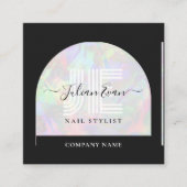 Elegant Monogram Zwart Holografisch Visitekaartje (Voorkant)