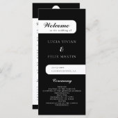 Elegant Monogram Zwart Huwelijksprogramma Menu (Voorkant / Achterkant)