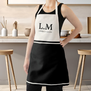 Elegant Monogram Zwart Initialen Naam Classic Typo Schort