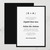 Elegant Monogram Zwart Modern Bold Wedding Kaart (Voorkant / Achterkant)