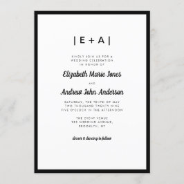 Elegant Monogram Zwart Modern Bold Wedding Kaart