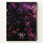 Elegant Monogram Zwart Paars Schrift Notitieboek (Achterkant)