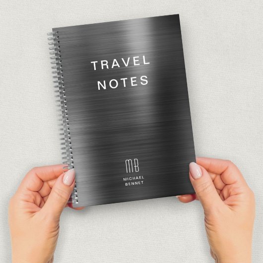 Elegant Monogram Zwart Reis Notitieboek