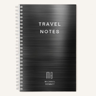 Elegant Monogram Zwart Reis Notitieboek