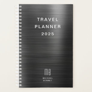 Elegant monogram zwart reizen planner