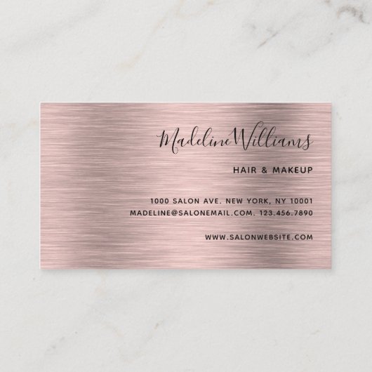 Elegant Monogram Zwart Roos Goud Script Patroon Visitekaartje (Achterkant)