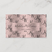 Elegant Monogram Zwart Roos Goud Script Patroon Visitekaartje (Voorkant)