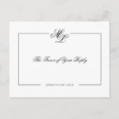 Elegant Monogram Zwart Script Bruiloft antwoord Uitnodiging Briefkaart (Voorkant)