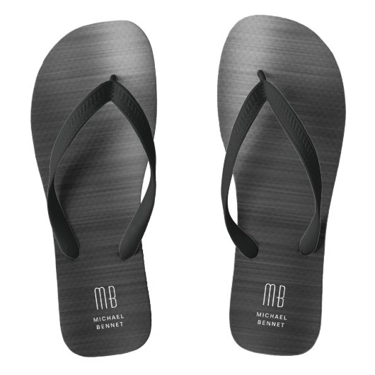 Elegant Monogram Zwart Teenslippers (Voetbed)