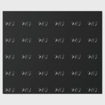 Elegant Monogram Zwart Trouwpapier