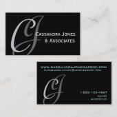 Elegant Monogram Zwart Visitekaartje (Voorkant / Achterkant)