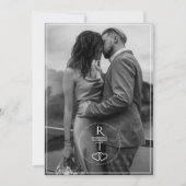 Elegant Monogram Zwart Wit 1 Foto Huwelijk Kaart (Voorkant)