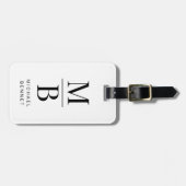 Elegant monogram zwart-wit bagagelabel (Voorkant horizontaal)