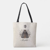 Elegant Monogram Zwart Wit Bloemen Vlinder Tote Bag (Achterkant)