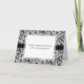 Elegant Monogram Zwart-Wit Bloempatroon Notitiekaartje (Achterkant)