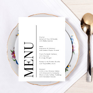 Elegant Monogram Zwart Wit Bruiloft BOLD BIG Menu