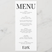 Elegant Monogram Zwart Wit Bruiloft BOLD BIG Menu (Voorkant)