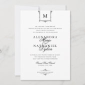 Elegant  Monogram Zwart-wit Bruiloft Kaart (Voorkant)