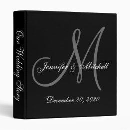 Elegant Monogram Zwart & Wit Bruiloft Multomap 1" Multomap