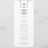 Elegant Monogram Zwart-wit Bruiloft Programmakaart (Voorkant)