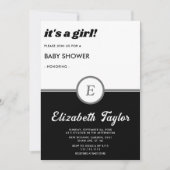 Elegant monogram zwart-wit chique Baby shower Kaart (Voorkant)