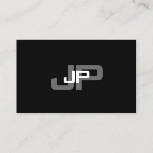 Elegant monogram zwart wit eenvoudige Sjabloon Visitekaartje