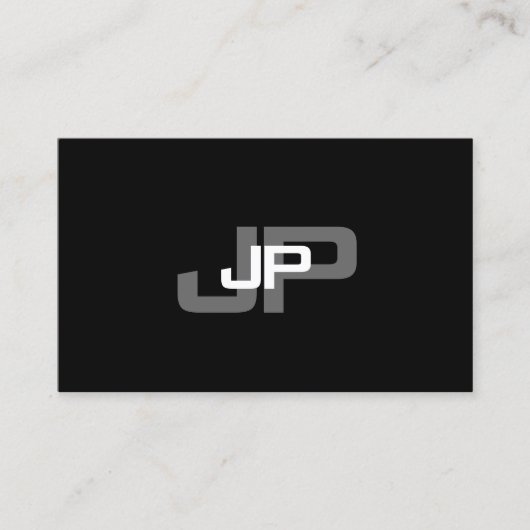 Elegant monogram zwart wit eenvoudige Sjabloon Visitekaartje (Voorkant)