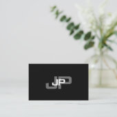 Elegant monogram zwart wit eenvoudige Sjabloon Visitekaartje (Staand voorkant)