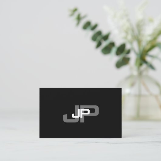 Elegant monogram zwart wit eenvoudige Sjabloon Visitekaartje (Staand voorkant)