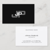 Elegant monogram zwart wit eenvoudige Sjabloon Visitekaartje (Voorkant / Achterkant)