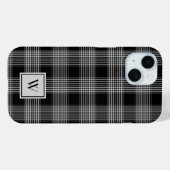 Elegant monogram zwart-wit geruite patroon Case-Mate iPhone case (Achterkant (horizontaal))