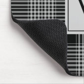 Elegant monogram zwart-wit geruite patroon muismat (Hoek)