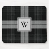 Elegant monogram zwart-wit geruite patroon muismat (Voorkant)