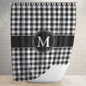 Elegant monogram zwart-wit gevinkt patroon douchegordijn