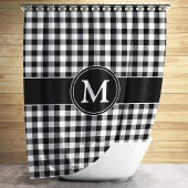 Elegant monogram zwart-wit gevinkt patroon douchegordijn